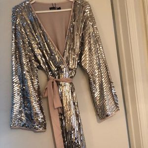 Silver sequin kimono dress